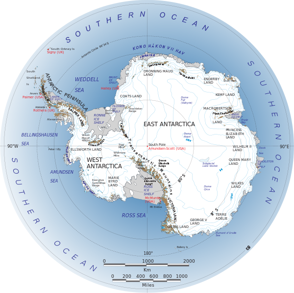 Antarctique (source : Landsat Image Mosaic of Antarctica team - NASA)